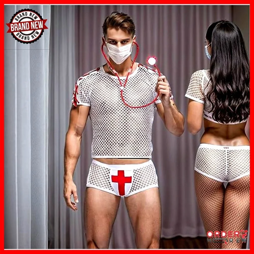 Faux Leather Bodysuit Costume Set Role Play Halloween Party